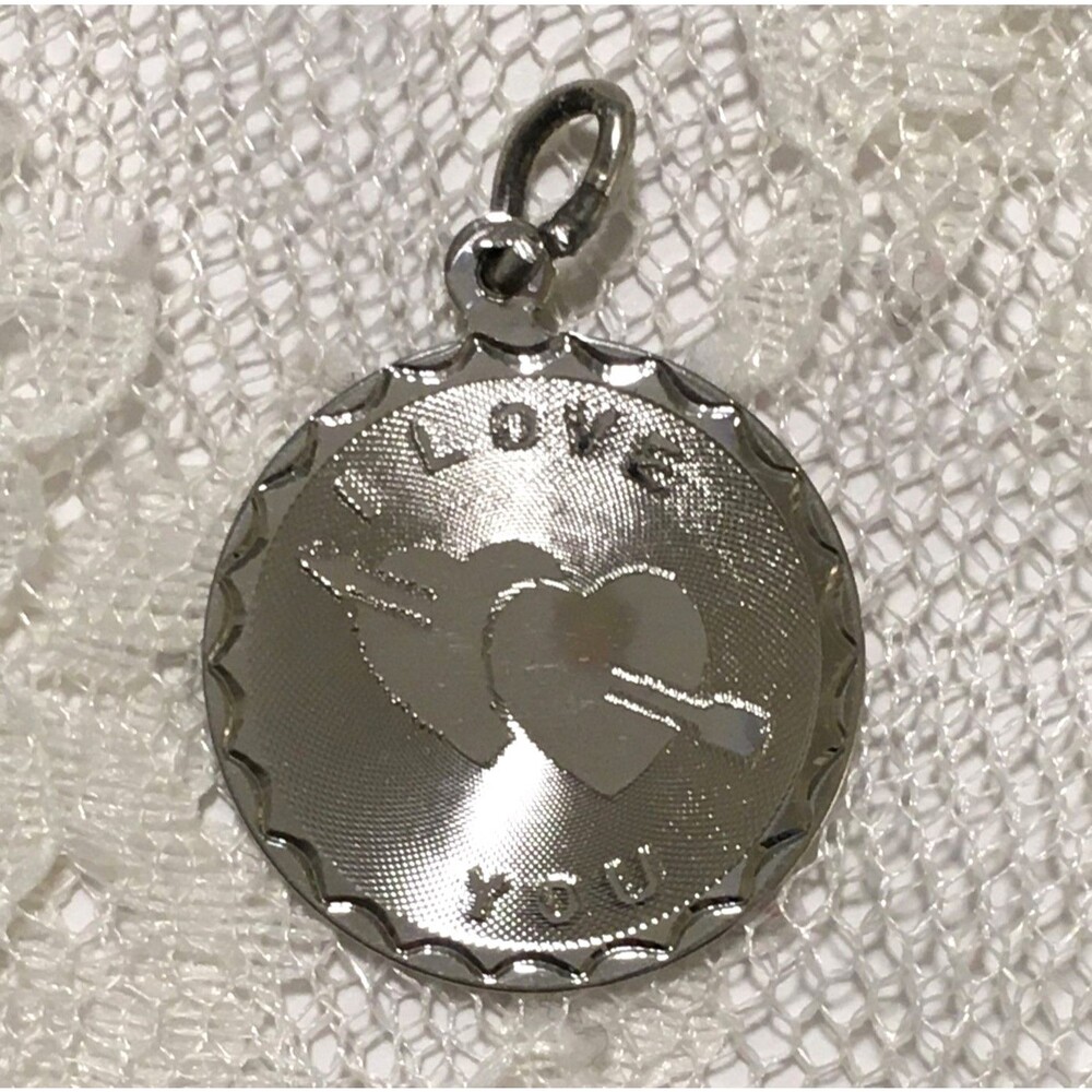 Vintage Sterling Silver Charm I Love You Double Hearts I love you Engraving 70s